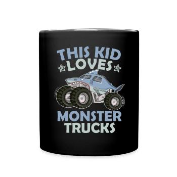This kid loves monster trucks - Full Colour Mug - black - Front