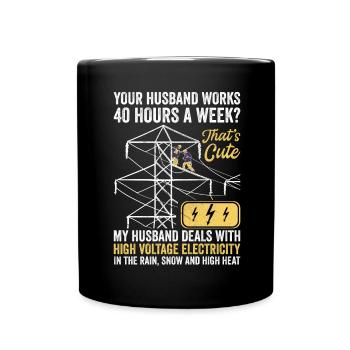 Wife of a high-voltage electrician - Full Colour Mug - black - Front