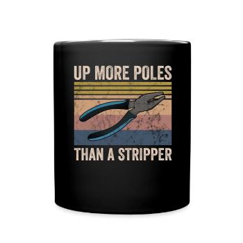 Power Lineman Power Line Electrician - Full Colour Mug - black - Front