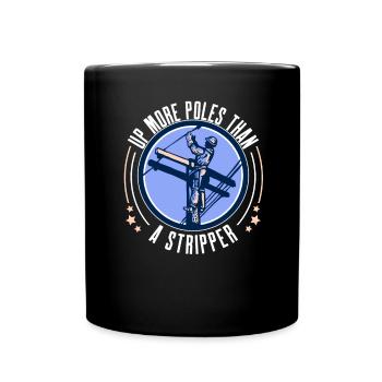 Power Lineman Power Line Electrician - Full Colour Mug - black - Front