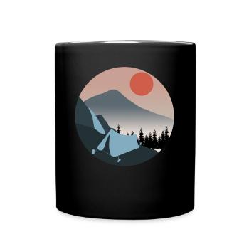 Hiking Outdoor Camping Trekking - Full Colour Mug - black - Front