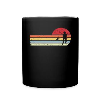 Soleil et lignes rétro - Pêche - - Mug uni - noir - Devant