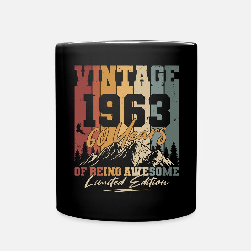 Né en 1963 60 ans anniversaire rétro - Mug uni - noir