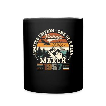 66th birthday Mann Original March Born 1957 - Full Colour Mug - black - Front