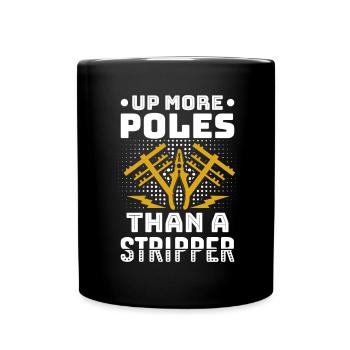 Power Lineman Power Line Electrician - Full Colour Mug - black - Front