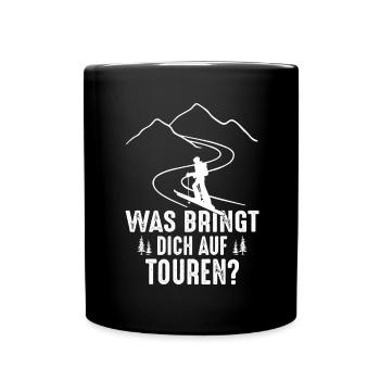 Was bringt dich auf Touren? - Tasse einfarbig - Schwarz - Vorne