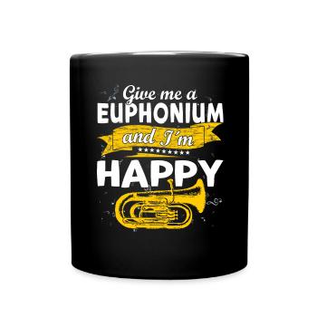 Funny Brass Horn Marching Band Euphonium - Full Colour Mug - black - Front