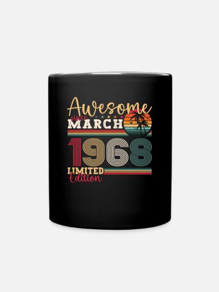 55e anniversaire Mann Awesome March né en 1968 - Mug uni - noir