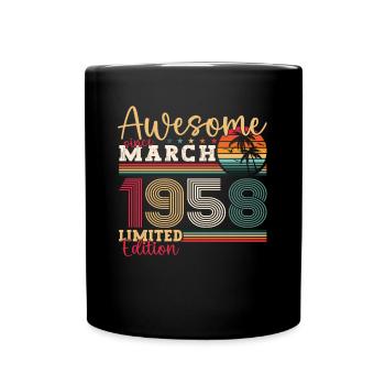 65e anniversaire Mann Awesome March né en 1958 - Mug uni - noir - Devant