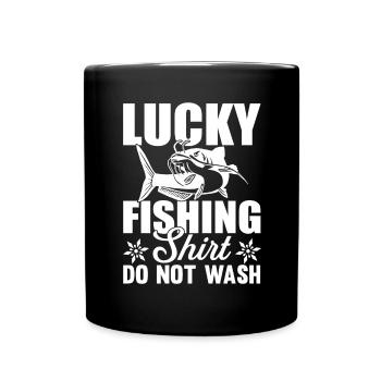 Ne lavez pas la chemise de pêcheur chanceux 3 - (2) - Mug uni - noir - Devant