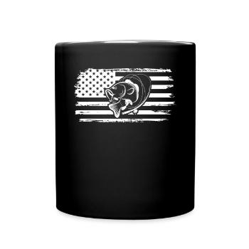 USA Flagge Angeln 5 - (2) - Tasse einfarbig - Schwarz - Vorne