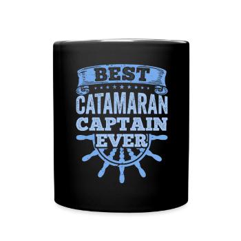 Katamaran-segelsegler Bester Katamaran-kapitän - Tasse einfarbig - Schwarz - Vorne