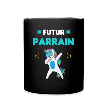 Futur Parrain licorne dab annonce grossesse - Mug uni - noir - Devant