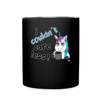 Je m’en fous. Licorne drôle sinistre - Mug uni - noir - Devant