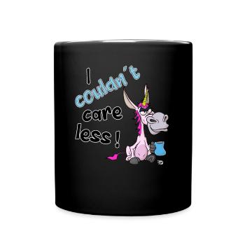 Je m’en fous. Drôle de licorne âne - Mug uni - noir - Devant
