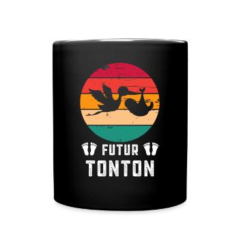 Futur Tonton oncle annonce grossesse retro - Mug uni - noir - Devant