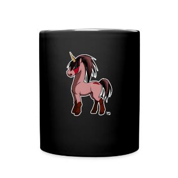 Kawaii Anime Einhorn Pferd - Tasse einfarbig - Schwarz - Vorne