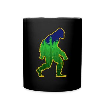 Bigfoot Forest Hiking Outdoor Hike - Full Colour Mug - black - Front