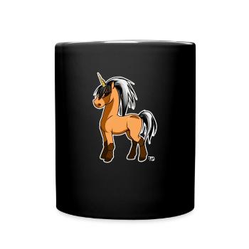 Kawaii Anime Rose Licorne Fjord Cheval - Mug uni - noir - Devant
