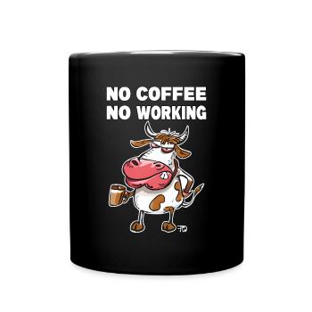 Pas de café, pas de travail. Grumpy Funny Cow - Mug uni - noir - Devant