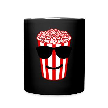 Popcorn with sunglasses - Full Colour Mug - black - Front