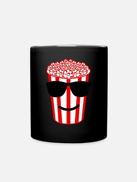 Popcorn mit Sonnenbrille - Tasse einfarbig - Schwarz