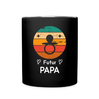 Futur papa père naissance grossesse retro - Mug uni - noir - Devant