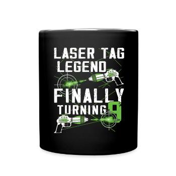 Endlich 9 - Laser -Tag -Geburtstag - Tasse einfarbig - Schwarz - Vorne
