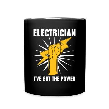 Elektriker Strom Elektroinstallateur - Tasse einfarbig - Schwarz - Vorne