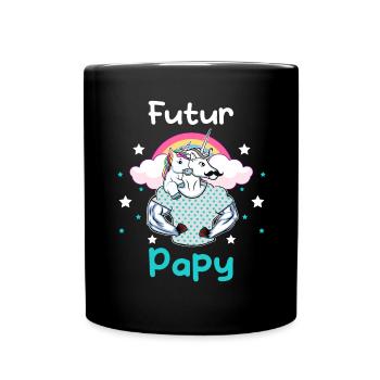 futur papy licorne annonce grossesse grand-père - Mug uni - noir - Devant