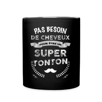 Super Tonton Chauve avec moustache - Mug uni - noir - Devant