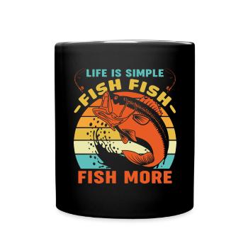 Life is just fish fish fish more - - Full Colour Mug - black - Front