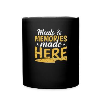 Meals and Memories made Here Koch Küche - Tasse einfarbig - Schwarz - Vorne