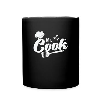 M. Cook avec chapeau de chef et cuisinier spatule - Mug uni - noir - Devant