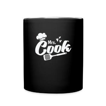 Mme Cook avec chapeau de chef et spatule - Mug uni - noir - Devant