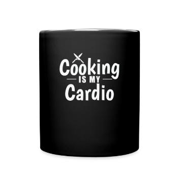 Cooking is my Cardio Koch Hobby Essen Küche - Tasse einfarbig - Schwarz - Vorne