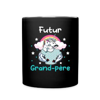 futur grand-père licorne annonce grossesse papy - Mug uni - noir - Devant