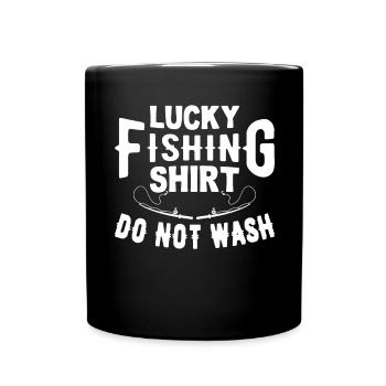 Ne lavez pas la chemise de pêche porte-bonheur 10 - - Mug uni - noir - Devant