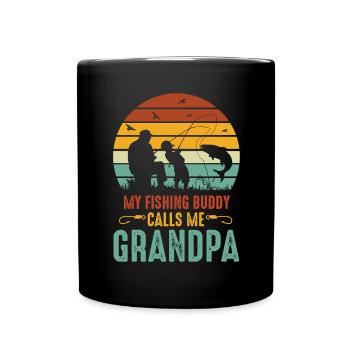 Mon compagnon de pêche m’appelle grand-père - - Mug uni - noir - Devant
