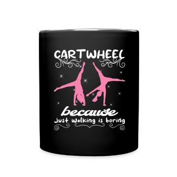 Coole Gymnastik Akrobatisches Karrenrad - Tasse einfarbig - Schwarz - Vorne