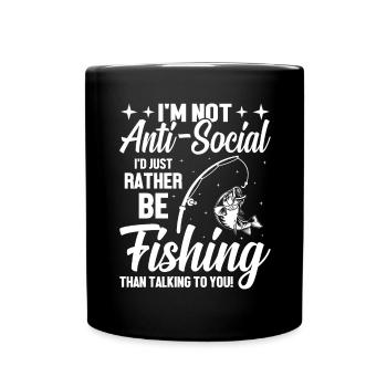 Ich bin nicht asozial, ich würde nur lieber fische - Tasse einfarbig - Schwarz - Vorne