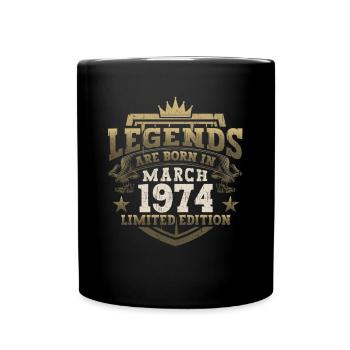 49th birthday man March Born 1974 Legend - Full Colour Mug - black - Front