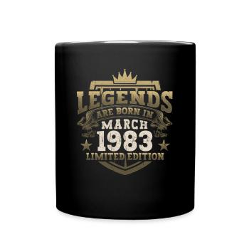 40th birthday man March born 1983 legend - Full Colour Mug - black - Front