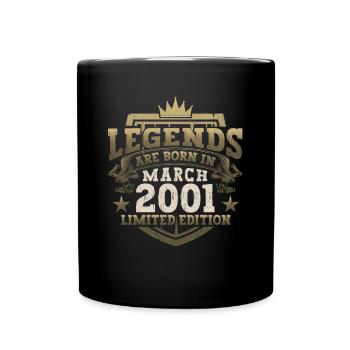 22nd birthday man March Born 2001 Legend - Full Colour Mug - black - Front