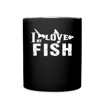 Ich liebe meinen Fisch - - Tasse einfarbig - Schwarz - Vorne
