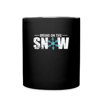 Bring on the Snow Winter Season Tobogganing - Full Colour Mug - black - Front