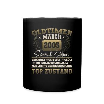 18. Geburtstag Mann März Jahrgang 2005 Oldtimer - Tasse einfarbig - Schwarz - Vorne
