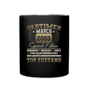20. Geburtstag Mann März Jahrgang 2003 Oldtimer - Tasse einfarbig - Schwarz - Vorne