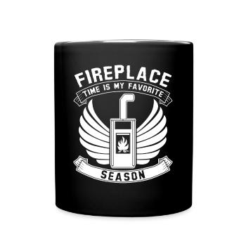 Ofen Kaminofen Brennholz Kamin - Tasse einfarbig - Schwarz - Vorne