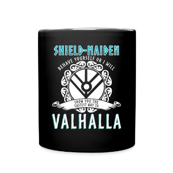 Schildmaid disant Vikings - Mug uni - noir - Devant